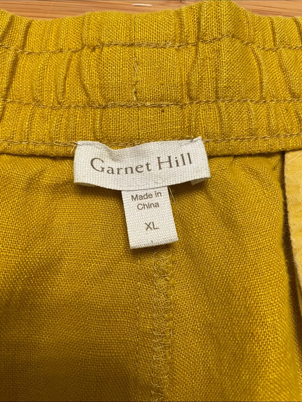 Garnet Hill Linen Shorts Size XL Yellow Pull On Pockets High Rise